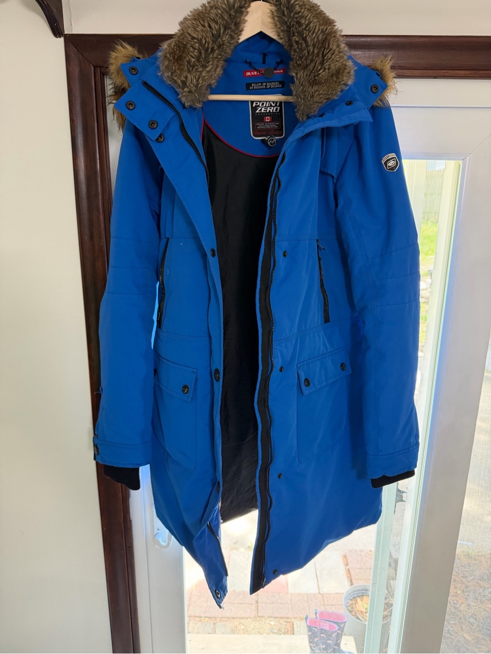 LTS. Tall Point Zero Women's Royal Blue Faux-Fur Trim Winter Parka